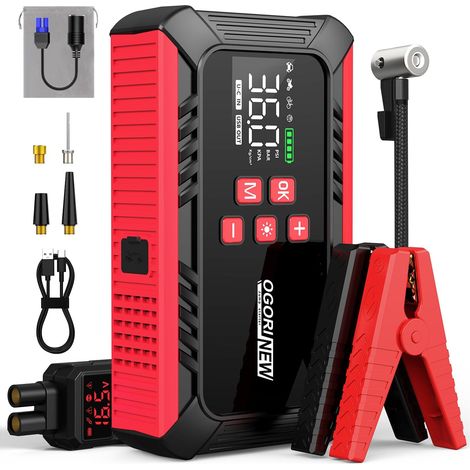 Booster Batterie Voiture 7000A,Démarreurs de Batterie avec Compresseur à Air,150PSI Gonfleur de Pneus,Jump Starter Portable avec Câble USB+lumière LED intégré+Allume-Cigare (1/5)