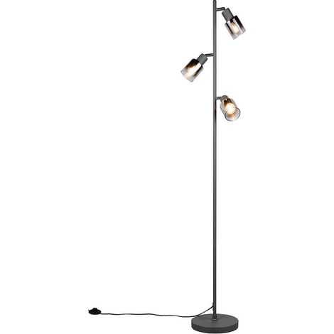 Stehlampe Standleuchte Bürolampe schwarz Metall 3-flammig E14 Fußschalter H 154 cm