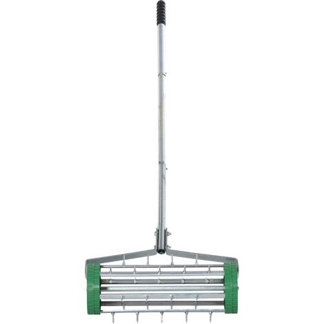 Aeratore per prato a rullo, larghezza 425 mm, punte 3,5 cm, acciaio, argento e verde DESVIAE (1/5)