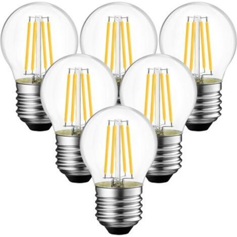 Ampoule, 4W Ampoule LED E27 Filament G45, 470 lumens Equivalente à Ampoule Halogène Vintage 40W, 2700K Blanc Chaud, Non réglable,Lot de 6 (1/5)