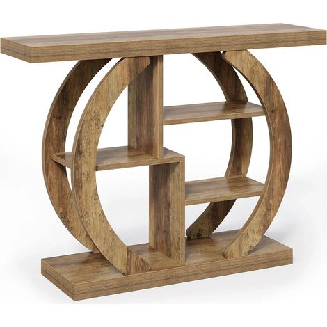 Mesa consola estrecha de madera marrón 108 cm con 4 niveles (1/5)