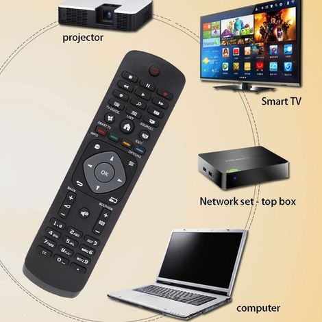 Remplacement universel de contrôleur intelligent sans fil de télécommande de TV pour PHILIPS LCD TV Smart Digital HDTV noir (1/4)