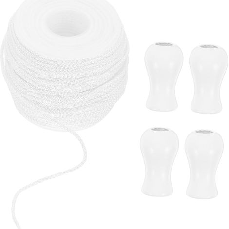 de Tirage pour Stores Lamelles Blanc avec Pendentifs Bois 50 (1/5)