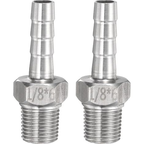 Raccord Cannelé Inox Acier 6mm Cannelé x G 1/8" Mâle 2Pcs (1/5)