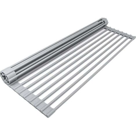 Cestello scolapiatti, scolapiatti da cucina – Supporto arrotolabile – Griglia arrotolabile resistente al calore per lavastoviglie – Facile da riporre, 19 tubi (33 x 45 x 1 cm) (Grigio) -Crezuo