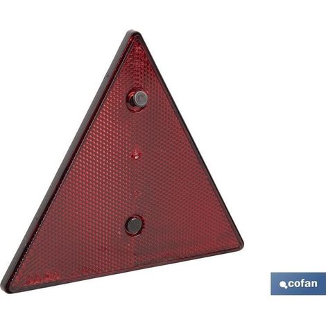 Catadióptrico triangular rojo 155 x 137 mm, incluye tornillos para instalación fácil (1/5)