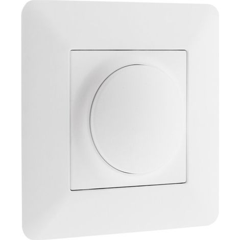 – Variateur de lumière rotatif blanc – Compatible LED 7W à 150W – Installation encastrée – Bornes à vis pour câblage facile