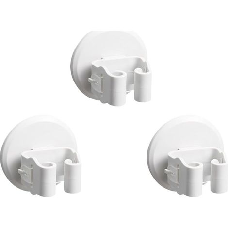 Pince à Balai Murale Blanche 3 Pièces en Abs Installation sans Perçage et Fonction Antidérapante pour Cuisine et Balcon (1/5)
