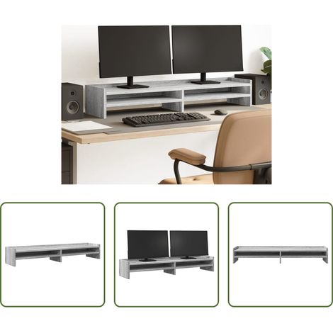 Support écran bois - Support de moniteur sonoma gris 100x24x16 cm bois d'ingénierie (1/5)