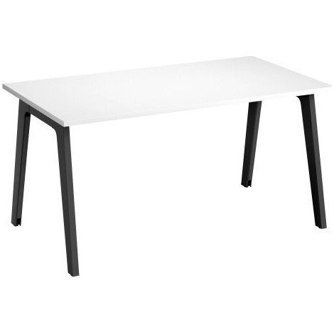 Bureau droit Exprim Arche blanc L 140 cm avec goulotte - Piètement anthracite - Maxiburo