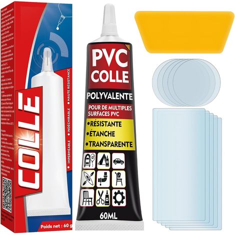 Kit Réparation Piscine et Kit Réparation Liner Piscine, Colle PVC Étanche pour Réparation Rapide de Bouées, Matelas Gonflables et Piscines Hors Sol (1/5)