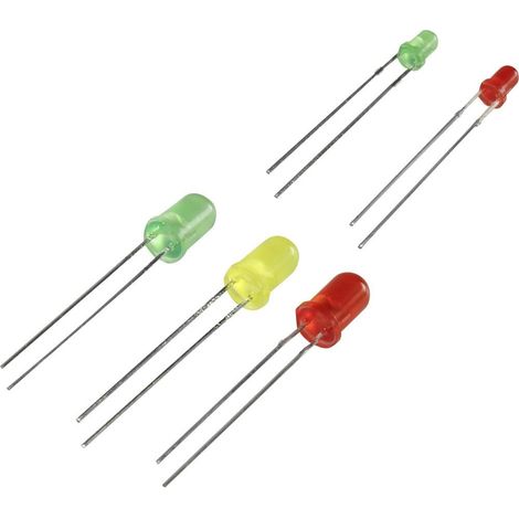 Assortiment de LEDs 3 mm, 5 mm TRU COMPONENTS VK-84523 1565565 vert, rouge, jaune rond 1 set (1/2)