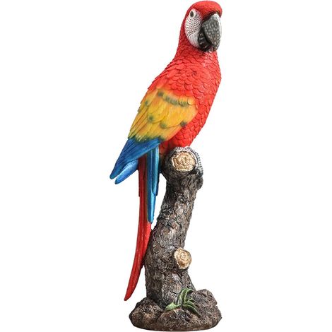 Statue Perroquet - Résine Extérieure - Décoration Murale et Jardin - 40 cm - Rouge