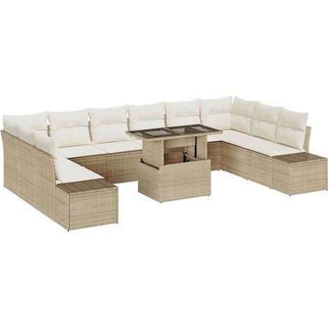 Maison Exclusive - Set Divano da Giardino con cuscino 11 pcs beige e panna