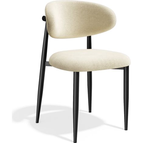 Lot de 2 chaises en tissu tramé toucher doux crème LINA (1/5)