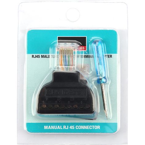 Lot de 2 adaptateurs RJ45 mâle vers bornier à vis AV 8 broches, convertisseur, connecteur CCTV (1/5)