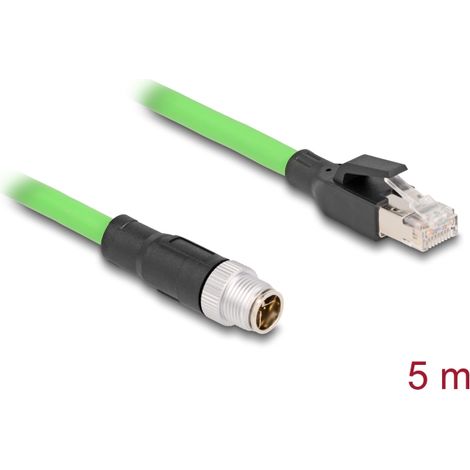 Delock Cable M12 codificado X 8 pin macho a RJ45 macho PUR (TPU) 5 m