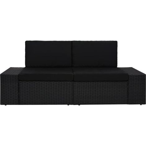 Maison Exclusive - Modulares 2-Sitzer-Sofa Poly Rattan Schwarz (1/5)