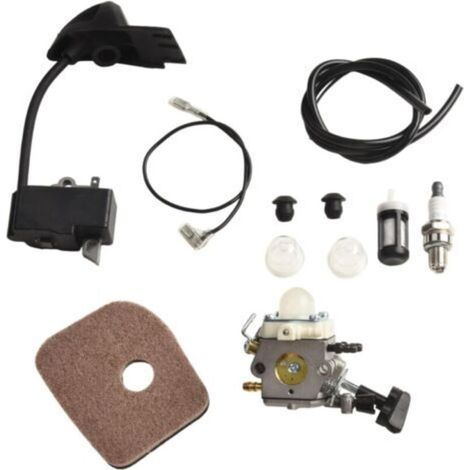 Lot de 2 kits carburateur complet avec bobine d'allumage compatible avec souffleurs Stihl BG86, SH56, SH56C, SH86 et SH86C, remplace Zama C1M-S261B et C1M-S261C, joints, ampoule, filtre à air et tuyau (1/5)