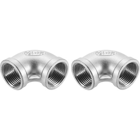 2 Pcs 3/4" PT Femelle 90 Degré Coude En Acier Inoxydable Raccord (1/5)