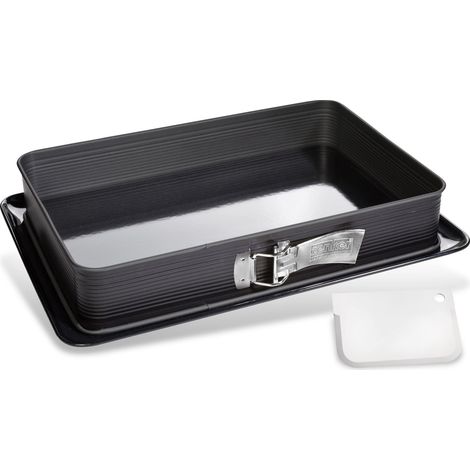 Zenker Lasagnera Apribile con Spatolina 25 x 38 x 7 Cm Deluxe, Stampo Rettangolare con Cerniera, Rivestimento Antiaderente Diamantato (Colore: Nero), Quantità: 1 Pezzo, Acciaio (1/4)