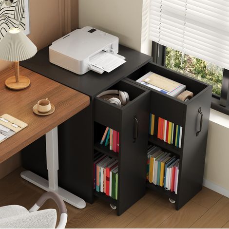 Mobile contenitore mobile con ruote, 52 x 50 x 75 cm, nero HAVRYA (1/5)