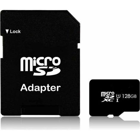 128GB MicroSDXC Memory Card with Adaptor - UHS-I Class 10 - L7.6 x W0.2 x H8 cm