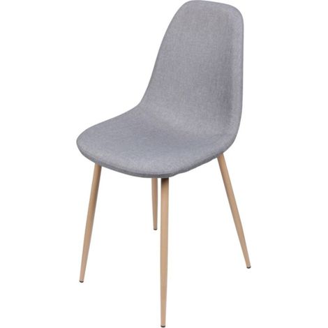 Silla NORDICA en tela gris claro con patas de metal efecto madera (1/3)