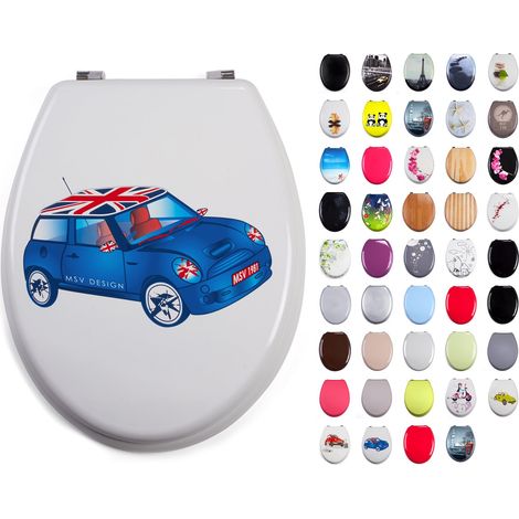 Abattant WC MDF Blue XS - Charnières Acier Inoxydable - Motif Voiture - Multicolore - Imprimé 3 Faces - Robuste et Facile à Entretenir (1/5)