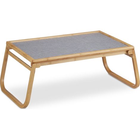 Plateau de lit pliable pratique service cuisine 60 x 40 x 10 cm en bambou naturel (1/5)