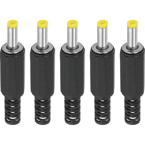 Prises DC Mâles - Lot de 5 - Plastique Jaune - Connecteurs à Souder 4x1,7mm - Réparation Câbles Électroniques DIY - 46mm (1/5)