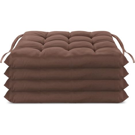 Coussin de chaiseMarquesVendeur Lot de 4 Cousin de Chaise 40x40 cm Cousin d'assise reste de Chaise avec fixations Décoration pour l'intérieur et l'extérieur piqué - Marron