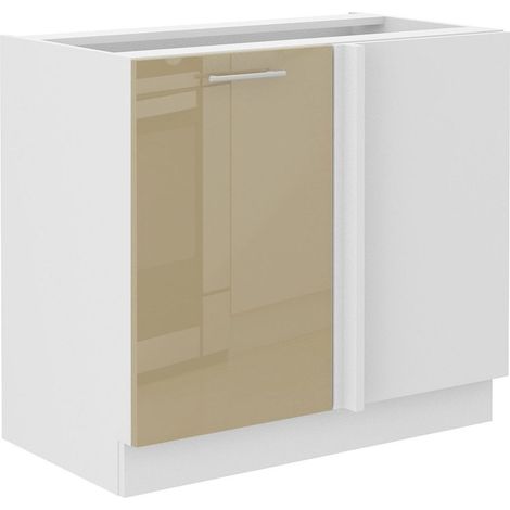 Lara Eckunterschrank 105 cm Cappuccino Hochglanz Küchenzeile Küchenblock Küche (1/5)
