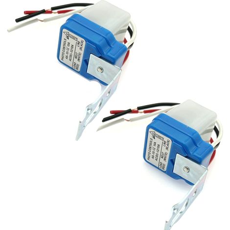 Lot de 2 interrupteurs automatiques pour cellule photoélectrique AC/DC 12 V 10 A – Interrupteur marche/arrêt automatique avec capteur de lumière (1/5)