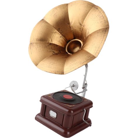 Gramophone vintage européen, ornements décoratifs, modèle de tourne-disque en fer, artisanat pour la maison (1/5)