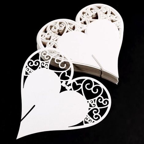 50x Etiquette Marque-verre Porte-Nom Marque-Place Coeur symétrique pour mariage (1/4)