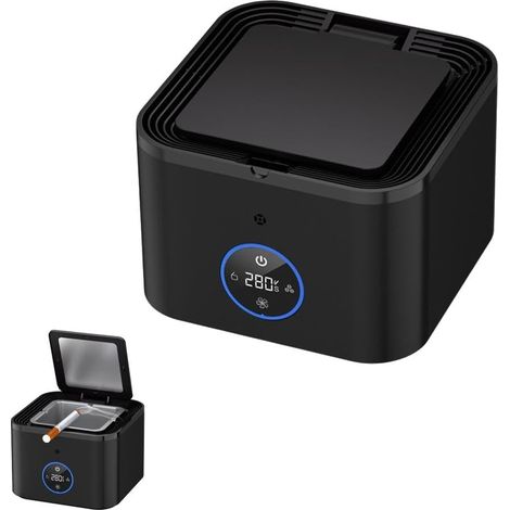 Purificateur de cendrier intelligent avec couvercle à ouverture automatique, HEPA et carbone et ions négatifs, minuterie, filtre, aide (1/5)