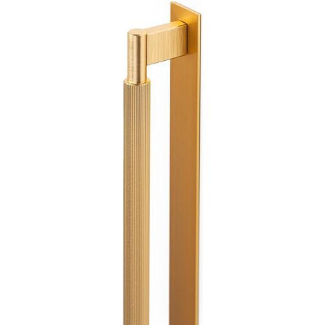 tirador aluminio modelo arpa plate con placa acabados disponibles efecto inox, negro cepillado y laton cepillado acabado laton cepillad dist. agujero dist. 1178mm. (1/2)