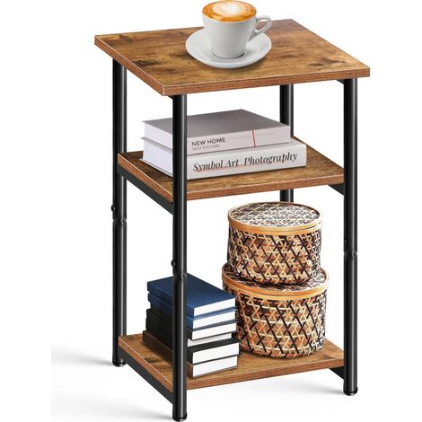Bedside Table 3 Tier End Table Nightstand Storage Shelf for for Living Room/Bar (1/5)