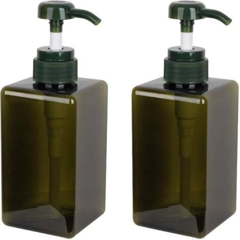 Dispenser di sapone da 450 ml, confezione da 2, in plastica con pompa a vuoto per cucina e bagno, colore verde scuro. (1/4)