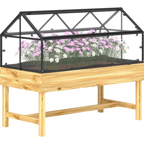 60 x 120cm Raised Garden Bed  Wooden Base - Natural (1/5)