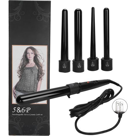Fer à friser 5‑en‑1 LED réglable température, lot de fers à boucler professionnel 110‑240V prise US (1/5)
