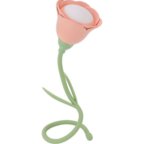 Veilleuse rose en forme de fleur, lampe de table décorative à intensité variable pour chambre à coucher (1/5)