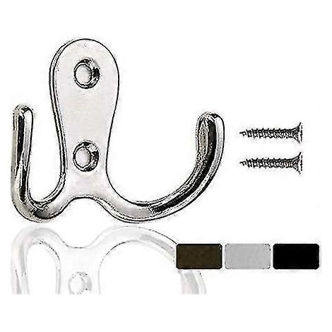 Kleiderhaken, 10 Stück, doppelte Metallhaken und Ablagen mit Schrauben zur Aufbewahrung in Haushalt, Regalen, Schubladen, Schränken (1/5)