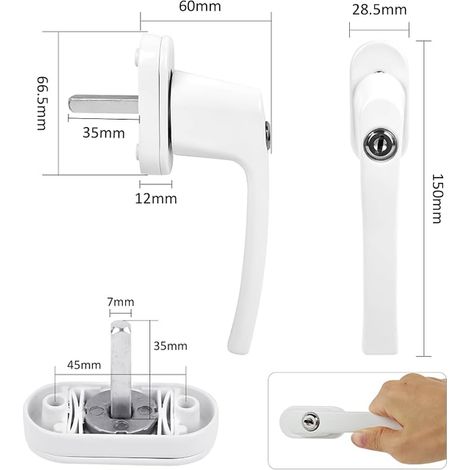 White Window Handle Bar Length 35mm (1/2)