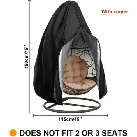 Housse de Chaise Suspendue Oxford de Protection imperméable à l'eau et à la poussière pour Patio, Chaise à Bascule, (Black) (1/4)