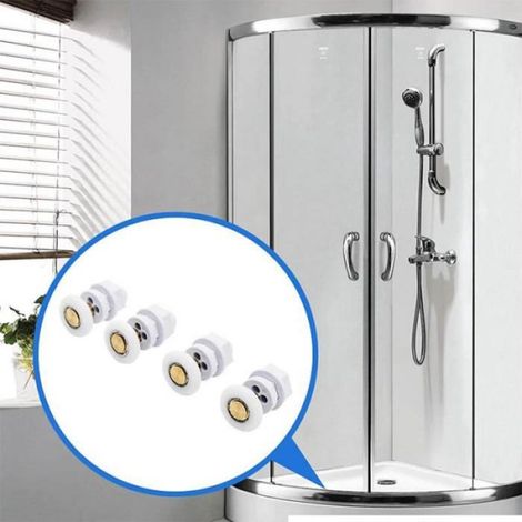 Roulettes de douche - - Lot de 4 - Fixation à vis - Couleur blanche - Haute qualité (1/3)
