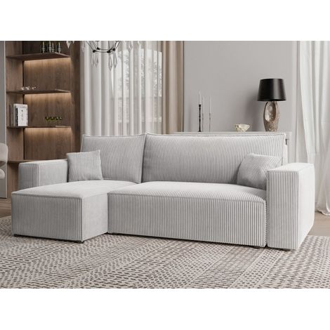 Ecksofa Schlafsofa Sofa ADARA in Stoff Poso Hellgrau Ottomane Links (1/4)