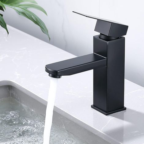 Robinet mitigeur d'angle noir pour lavabo de salle de bain (1/5)