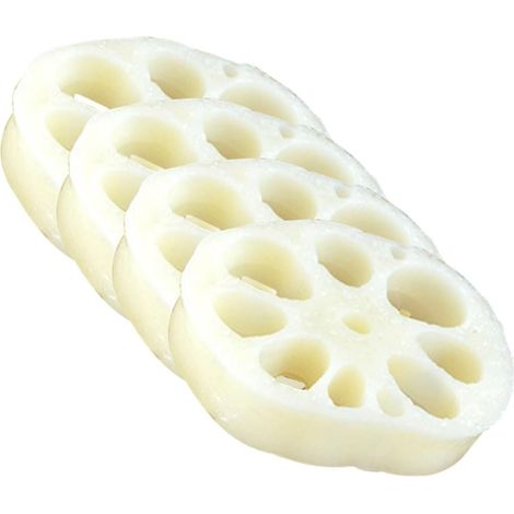 4 Pièces de Tranches de Racine de Lotus en PVC Beige Réalistes et Délicates, Décoration Créative Compacte pour Maison Miniature (1/5)